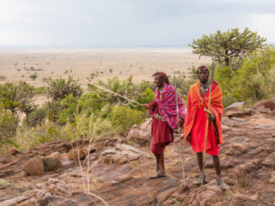 Two,Masai,Warriors,Standing,And,Looking,Away,,Soft,Focus